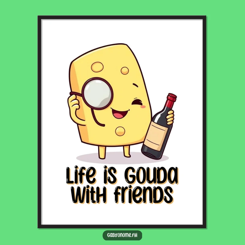 Funny Free Printable Wall Art: Sophisticated Cheese Wedge Wine Lover Decor Downloadable