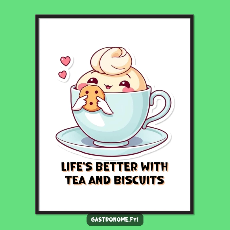 Funny Free Printable Wall Art: Teacup Biscuit Quirky Downloadable Decor