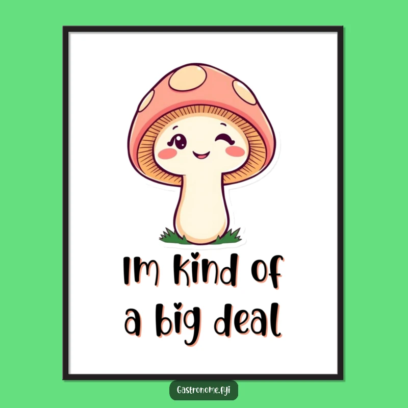 Funny Free Printable Wall Art: Cheeky Mushroom Wink, Downloadable Art