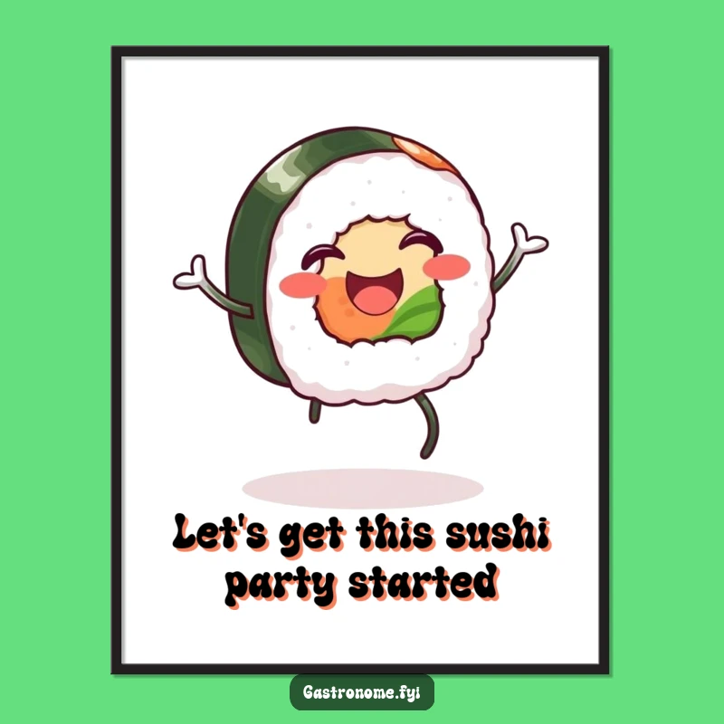 Free Printable Funny Art: Jigging Sushi with Legs Downloadable Wall Decor