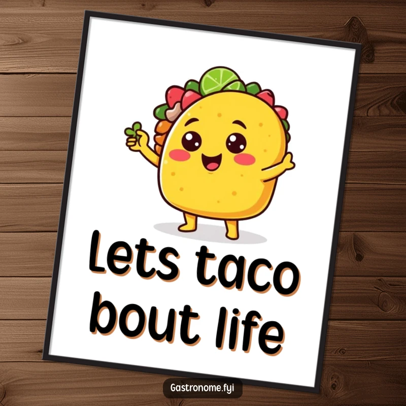 Funny Free Printable Wall Art showcasing a sassy taco character in a confident pose, holding a tiny lime wedge with flair.