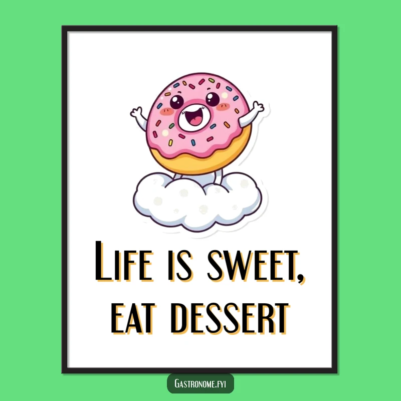 Free Printable Wall Art: Happy Donut Character, Joyful Bounce for Humorous Downloadable Art