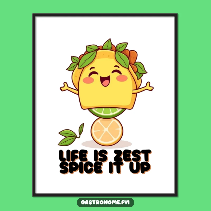 Free Printable Taco Wall Art: Lime Balance, Funny Downloadable Decor