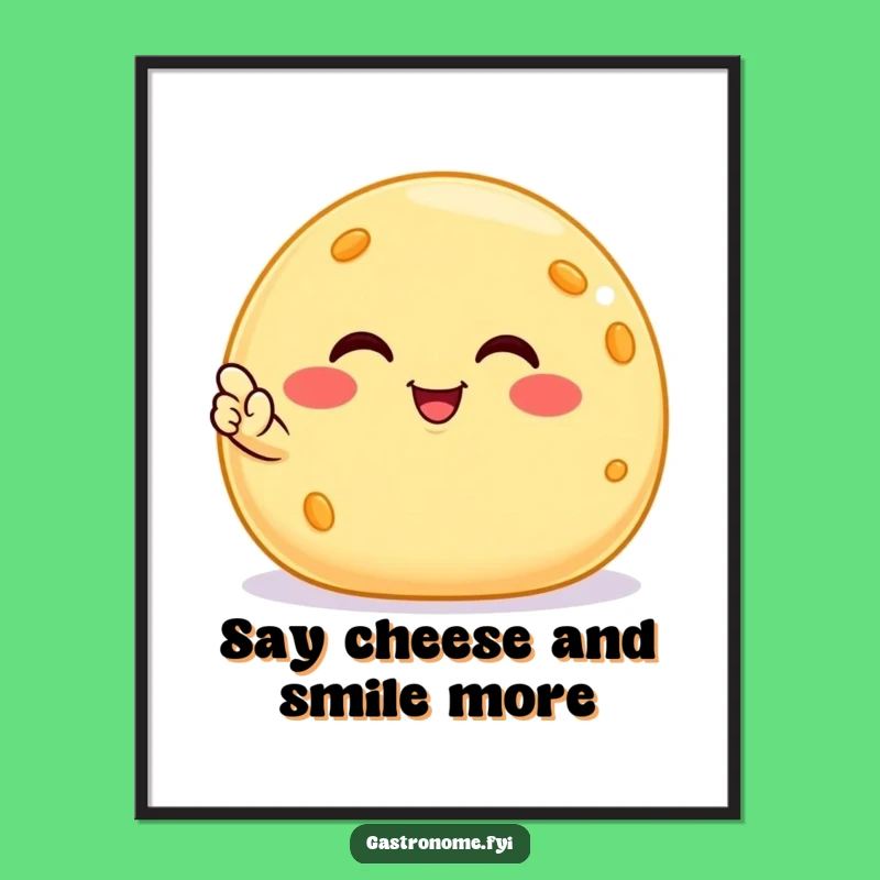 Funny Free Printable Wall Art: Smiling Cheese Ball Nod, Downloadable Art