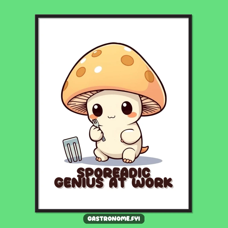 Free Printable Wall Art: Whimsical Mushroom Polishing Fork - Funny Downloadable Decor!