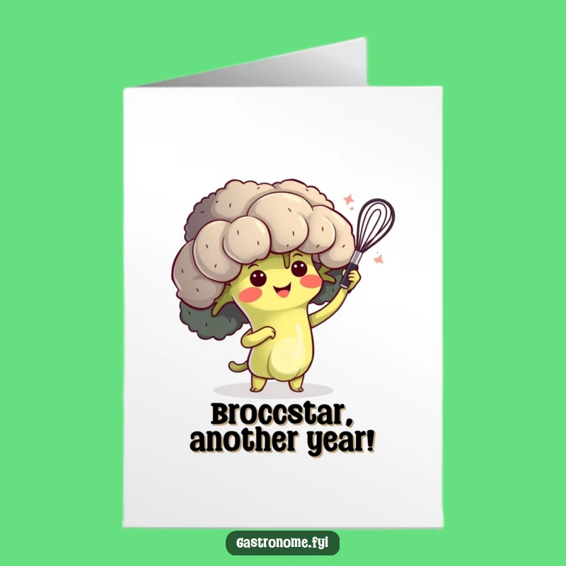 Free Printable Birthday Card: Chef Broccoli, Funny Downloadable Greeting for Culinary Fun