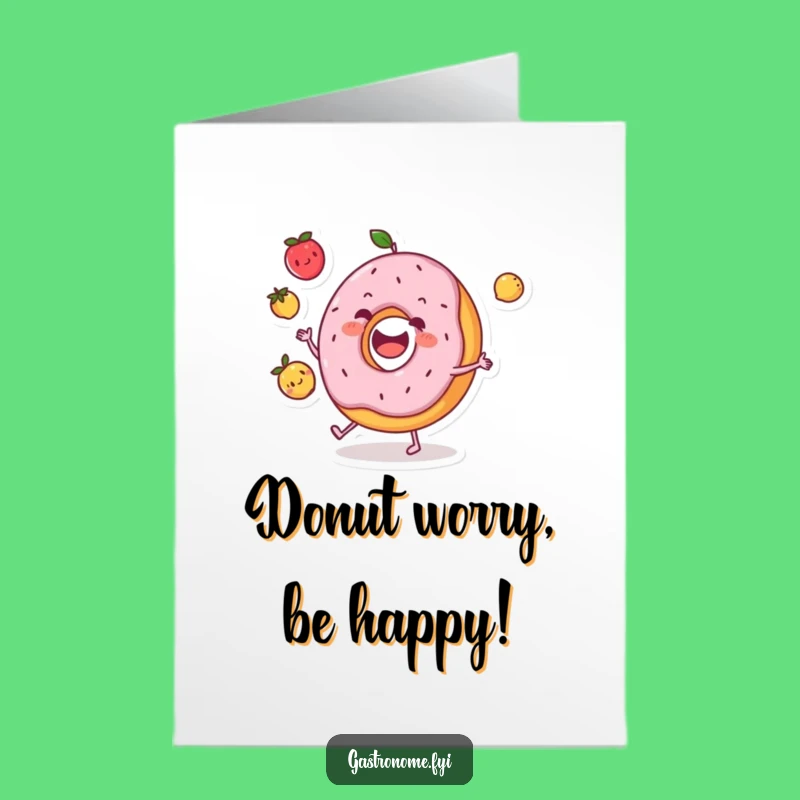 Free Printable Birthday Card: Funny Donut Juggling Fruits, Instant Download Gift