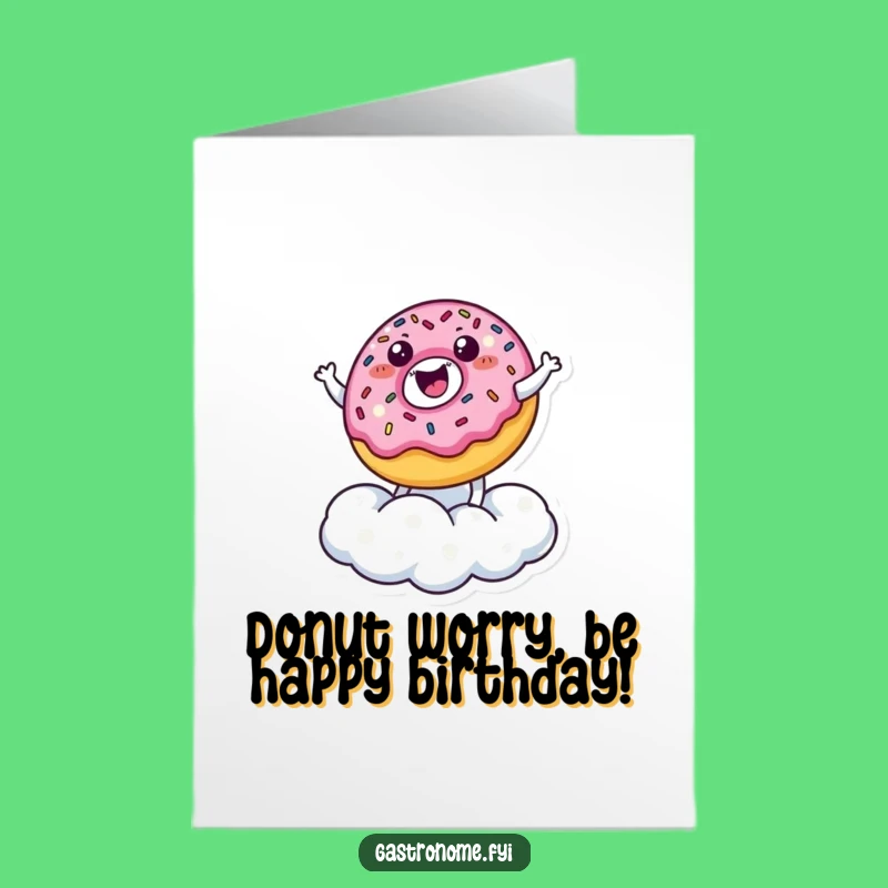 Free Printable Birthday Card: Happy Donut Character, Joyful Bounce for a Sweet Downloadable Gift