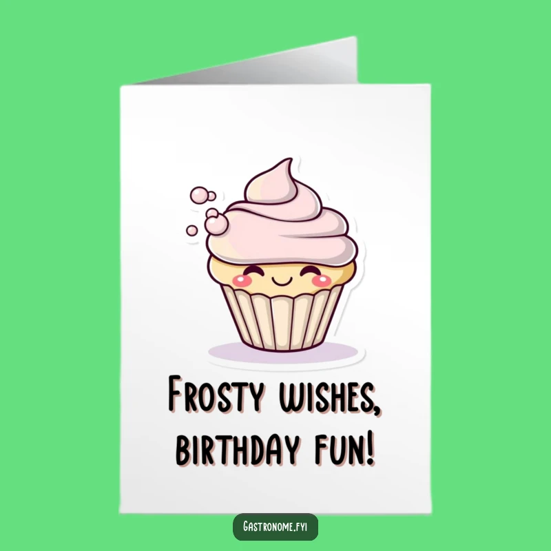 Funny Free Printable Birthday: Cupcake Blows Frosting Card Downloadable Gift