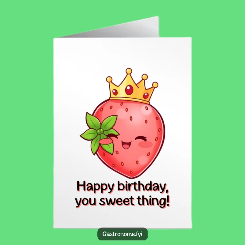 Free Printable Strawberry Birthday Card: Royal Crown, Funny Downloadable Gift