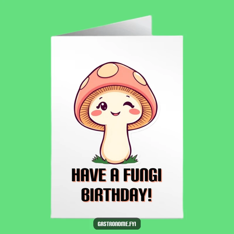 Free Printable Birthday Card: Cheeky Mushroom Wink, Funny Downloadable Gift