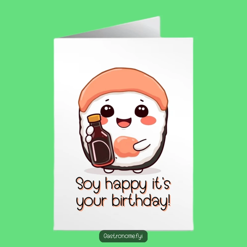 Free Printable Birthday Card: Sushi Character, Soy Sauce, Fun DIY Gift