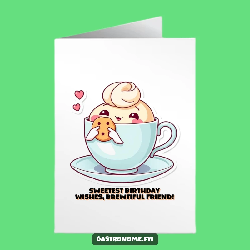 Free Printable Birthday Card: Teacup Biscuit Funny Downloadable Greeting