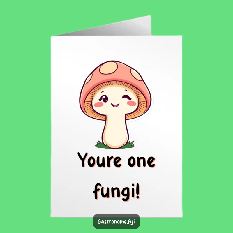 Free Printable Congrats Card: Cheeky Mushroom Wink, Celebrate with Fun
