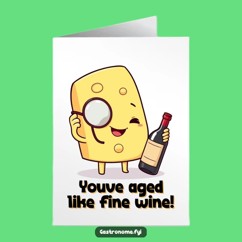 Free Printable Congrats Card: Sophisticated Cheese Wedge Wine Celebration Downloadable