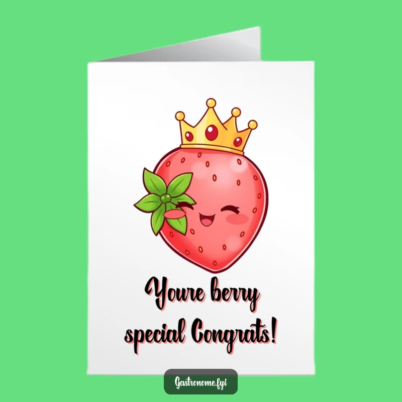 Free Printable Strawberry Congratulation Card: Crowned, Funny Downloadable Gift