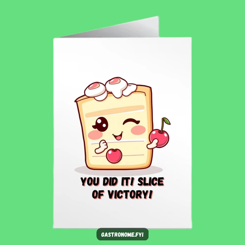 Free Printable Congrats Card: Winking Cake Character for Joyful Downloadable Congratulations