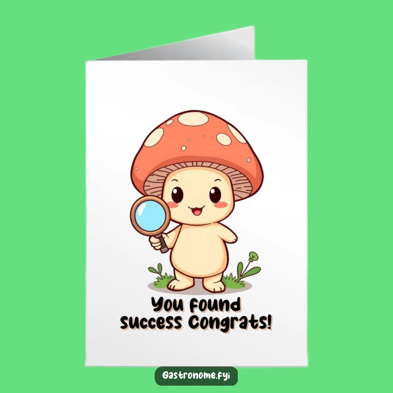Free Printable Mushroom Congratulation Card: Magnifying Glass, Funny Downloadable Gift
