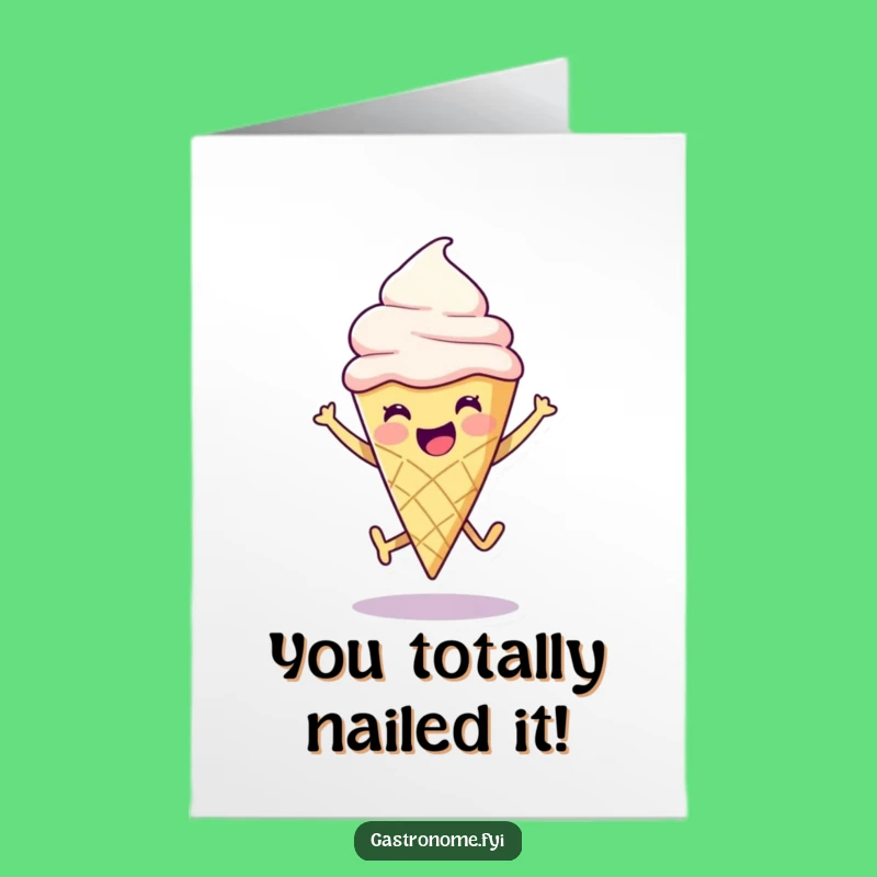 Free Printable Ice Cream Cone Congratulation Card: Joyful Leap, Fun Downloadable Gift