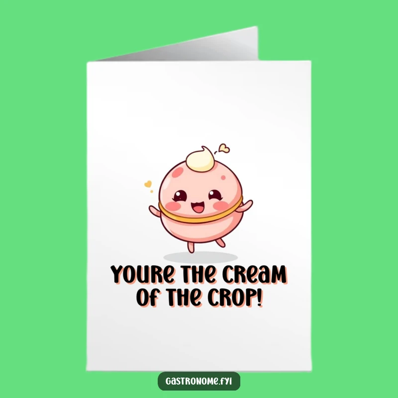 Free Printable Congrats Macaroon Card: Bouncing Character for Joyful Downloadable Cheers