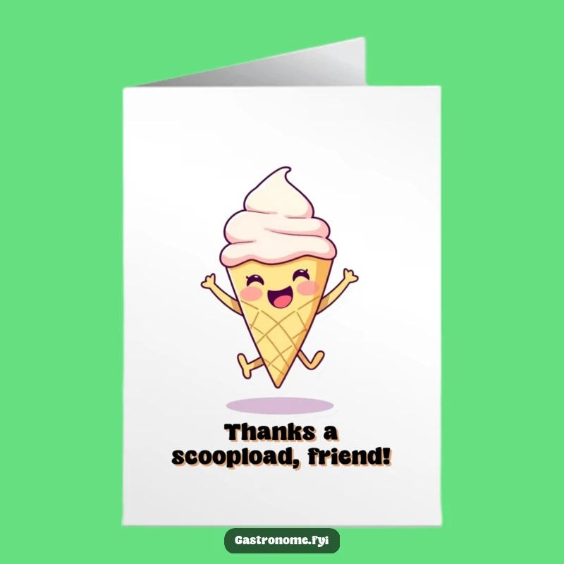 Free Printable Ice Cream Cone Thank You Card: Joyful Leap, Sweet Downloadable Gift