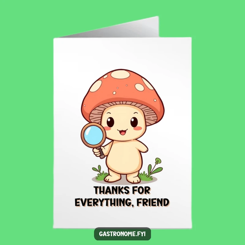 Free Printable Mushroom Thank You Card: Magnifying Glass, Funny Downloadable Gift