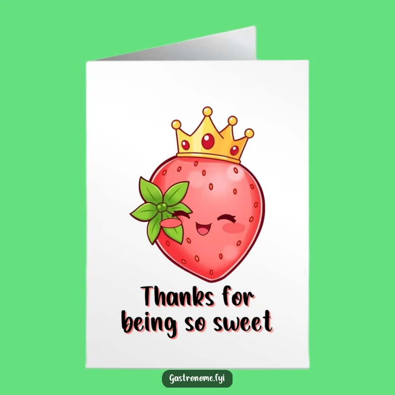 Free Printable Strawberry Thank You Card: Royal Smile, Funny Downloadable Gift
