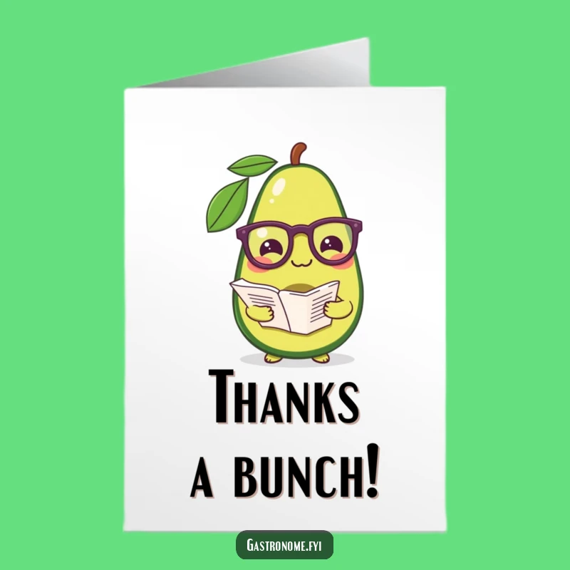 Free Printable Thank You Card: Bookish Avocado, Humorous DIY Downloadable Gift