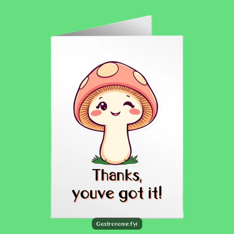 Free Printable Thank You Card: Cheeky Mushroom Wink, Playful Gratitude