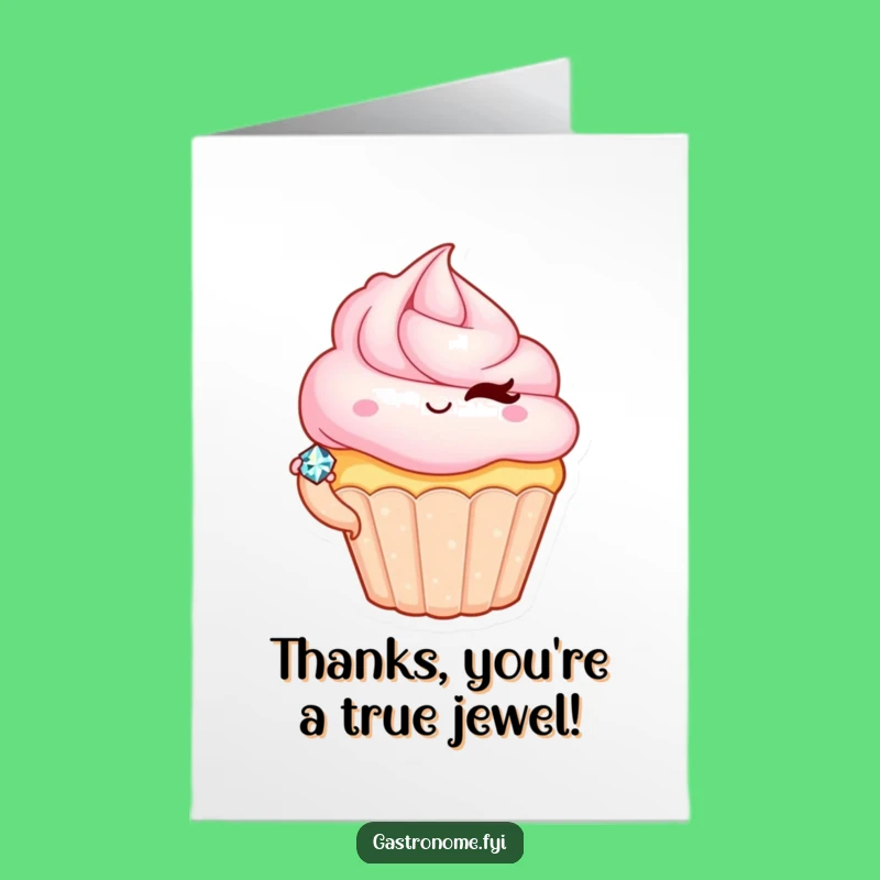 Free Printable Thank You Card: Cupcake Jewel Gratitude Downloadable Gift