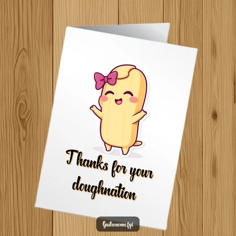 Funny Free Printable Thank You Card: A cheerful baguette character performing a dramatic bow with a flourish, elegantly expressing thanks.