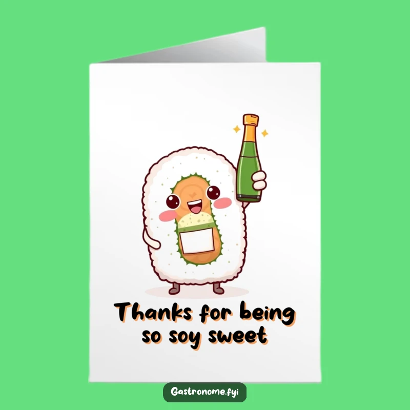 Free Printable Thank You Card: Funny Sushi Toast Downloadable, A Taste of Gratitude
