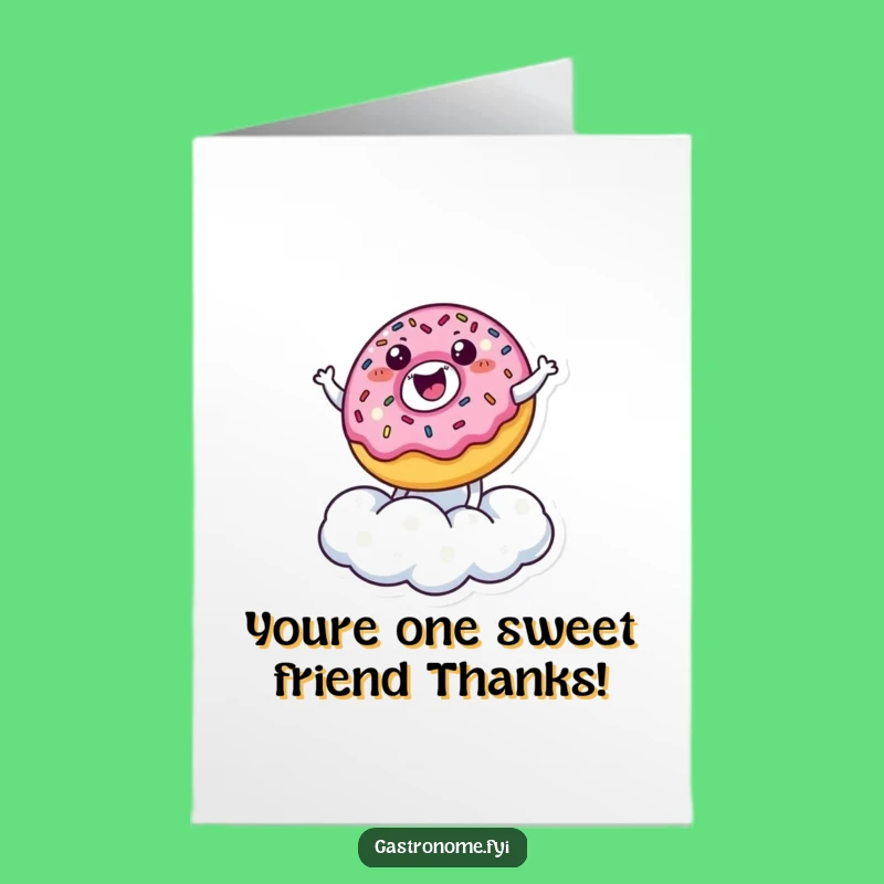 Free Printable Thank You Card: Happy Donut Character Shares Sweet Appreciation, Downloadable Gift