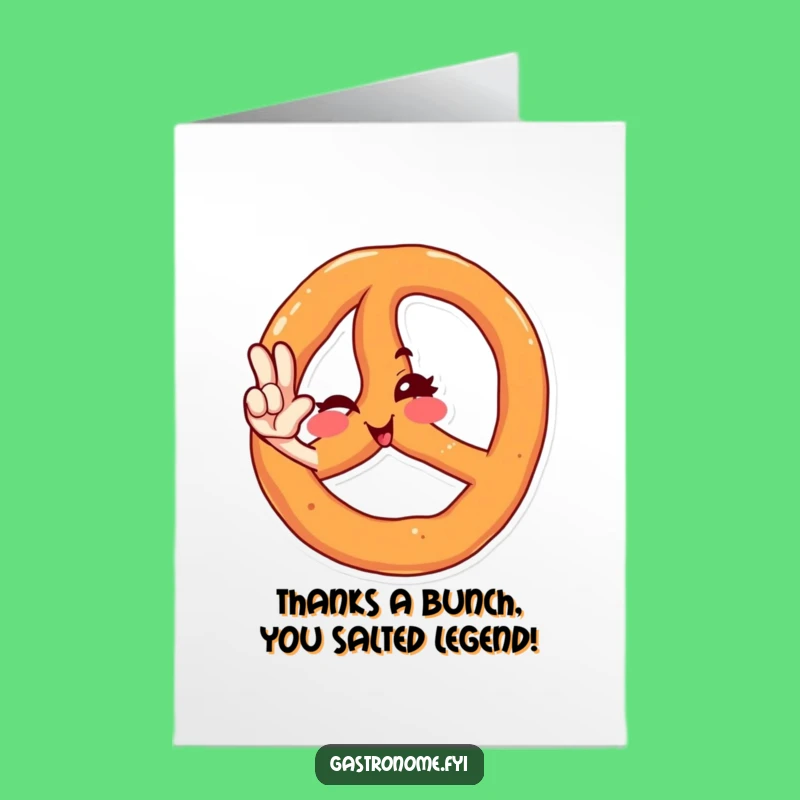 Free Printable Thank You Card: Winking Pretzel Salute Funny Downloadable Greeting