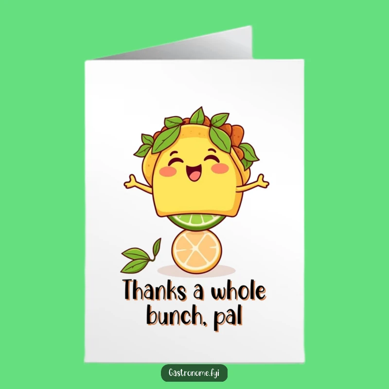 Free Printable Taco Thank You Card: Lime Balance, Funny Downloadable Gift
