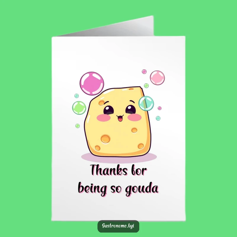 Free Printable Cheese Thank You Card: Rainbow Bubbles, Funny Downloadable Gift