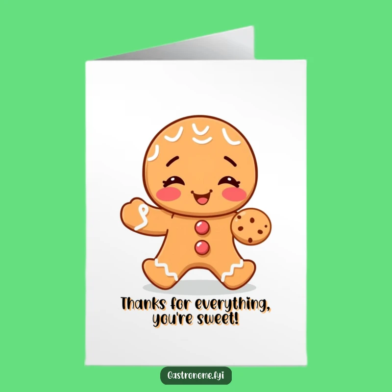 Free Printable Thank You Card: Gingerbread Cookie Gratitude Downloadable Gift