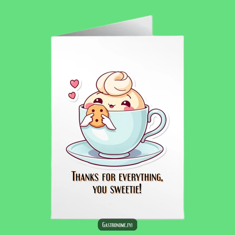 Free Printable Thank You Card: Teacup Biscuit Funny Downloadable Greeting