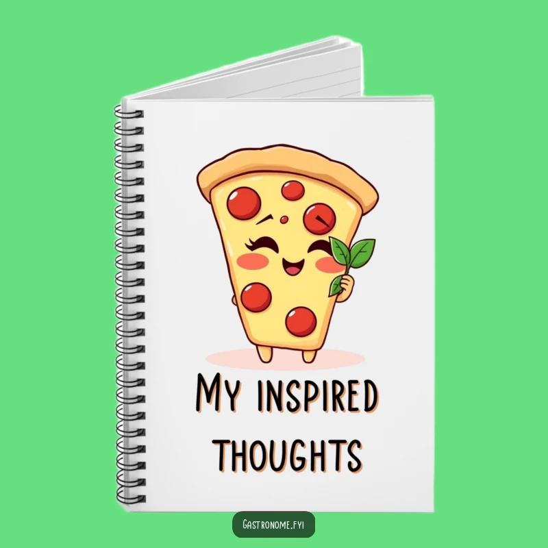 Funny Pizza Slice Basil Leaf Notebook - For Your Deliciously Humorous Thoughts