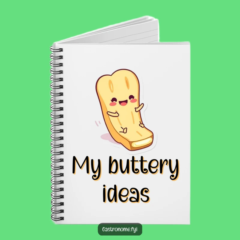 Funny Baguette Butter Notebook: Smiling Character for Notes, Perfect Humorous Journal