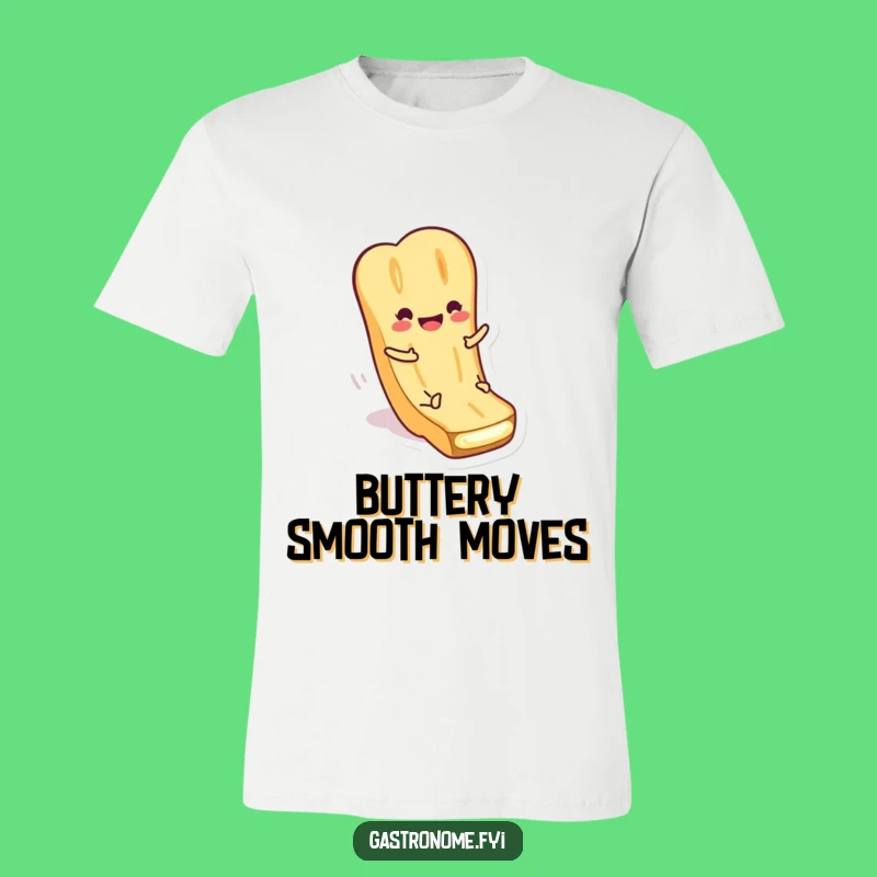 Funny Baguette Butter T-Shirt: Sliding Character, Hilarious Foodie Gift Idea