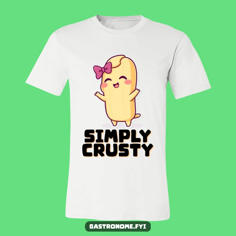 Funny Baguette Bow T-Shirt - Dramatic & Playful Bread Design