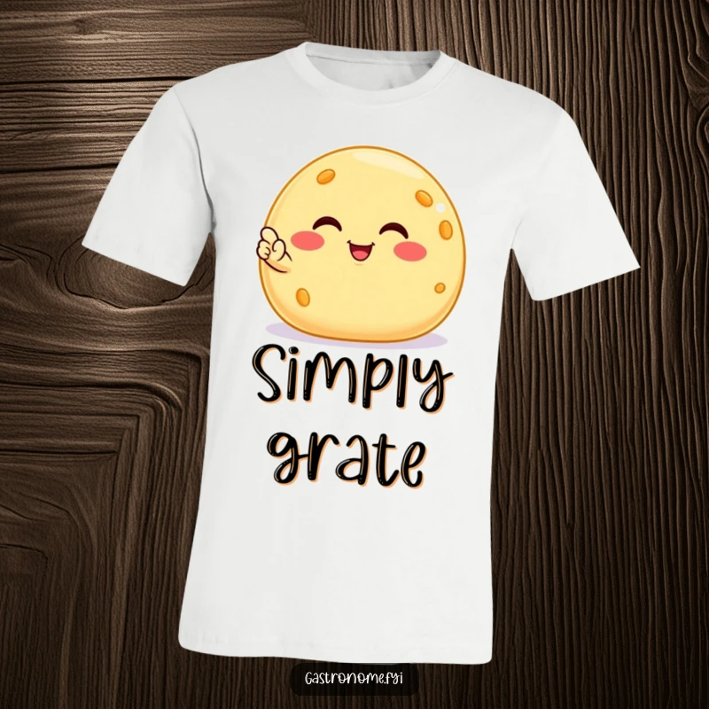 Funny smiling cheese ball t-shirt, a satisfied snack character giving a tiny nod, perfect for a humorous and cheerful look.