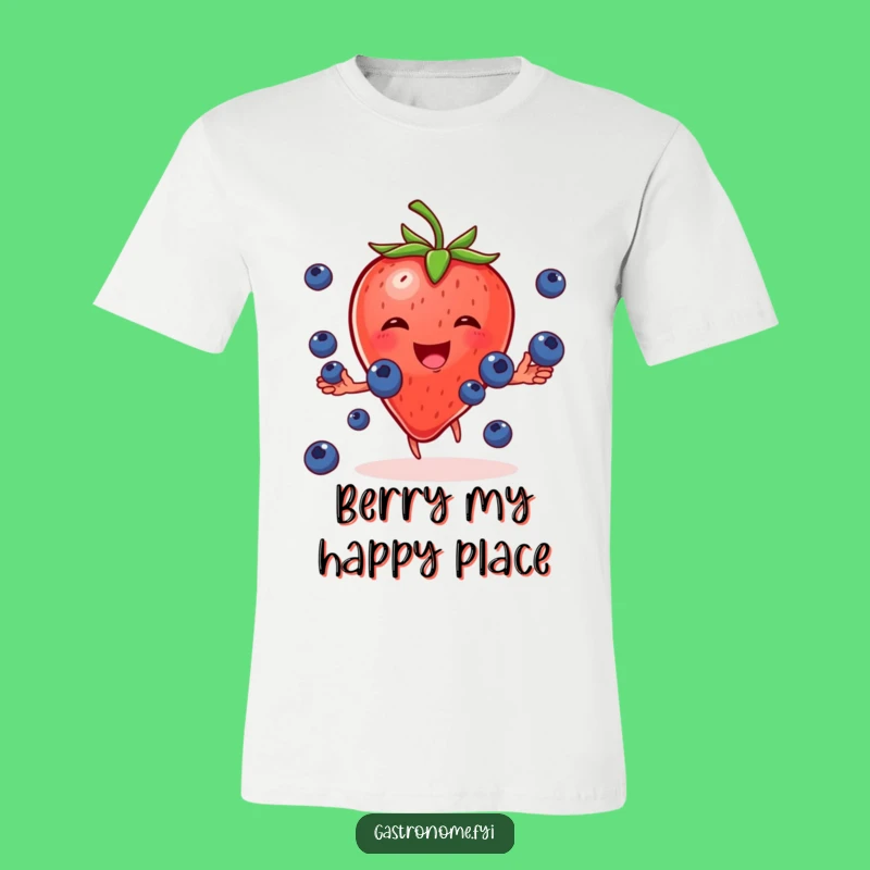 Funny Strawberry Juggling Blueberries T-Shirt: Cute Gift for Berry Fans