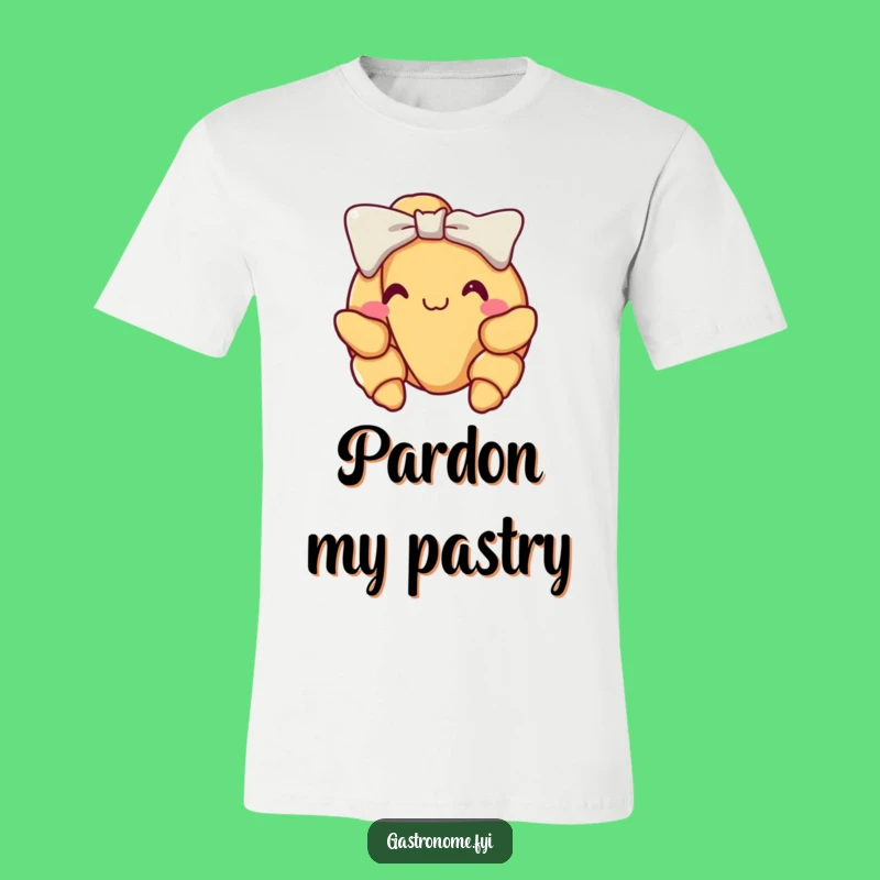 Funny Croissant Bow T-Shirt: Chic Foodie Apparel, Elegant and Humorous Funny Gift