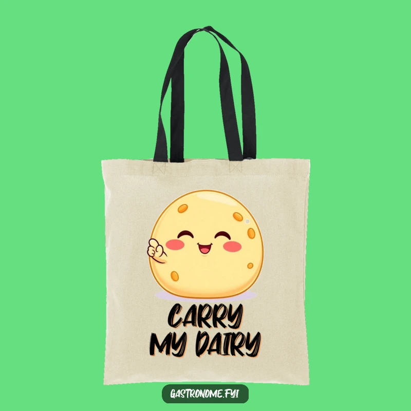 Funny Smiling Cheese Ball Tote Bag, Satisfied Snack Carry-All