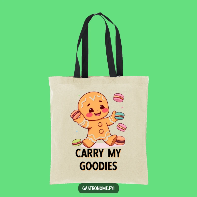 Funny Gingerbread Man Macaron Juggling Tote Bag - Cute & Humorous Baker's Accessory