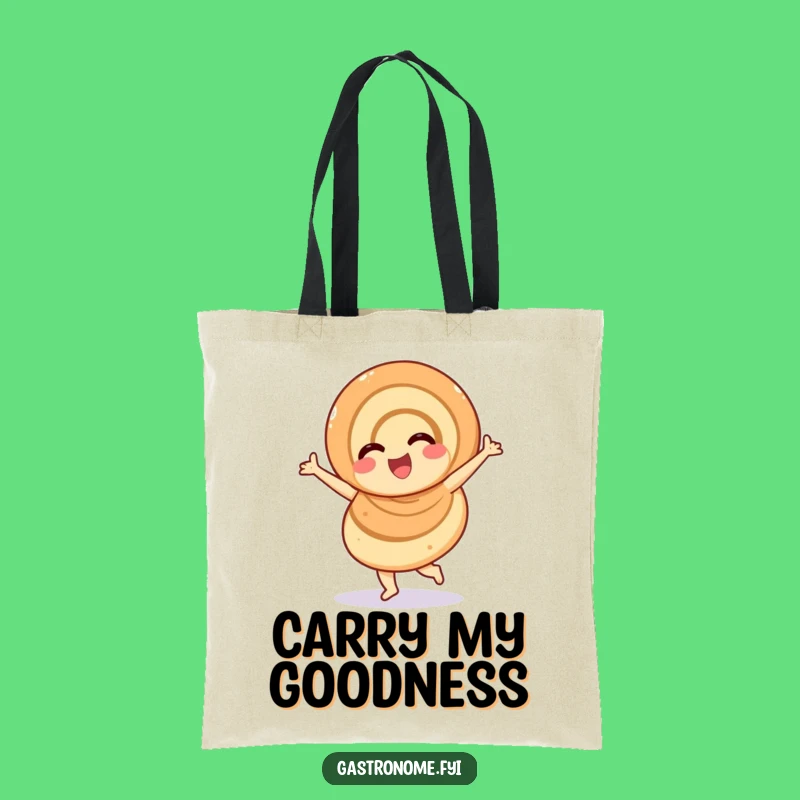 Funny Overjoyed Cinnamon Roll Tote Bag, Sweet Pastry Carry-All