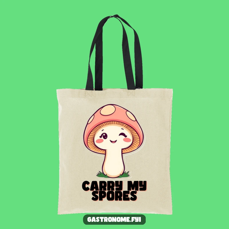 Funny Cheeky Mushroom Tote Bag, Winking Fungi Carry-All