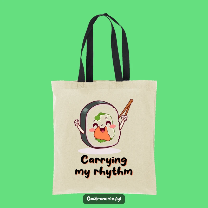 Funny Sushi Roll Tote Bag: Witty Chopstick Waving Design, Practical and Funny Gift